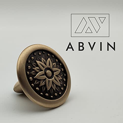 ABVIN Solid Brass Antique KNOBS - Unique Cabinet Pulls, Beautiful Drawer Knobs, Decorative Knobs, Dresser Knobs, Drawer Pulls, Knobs and Pulls - 1 Pcs