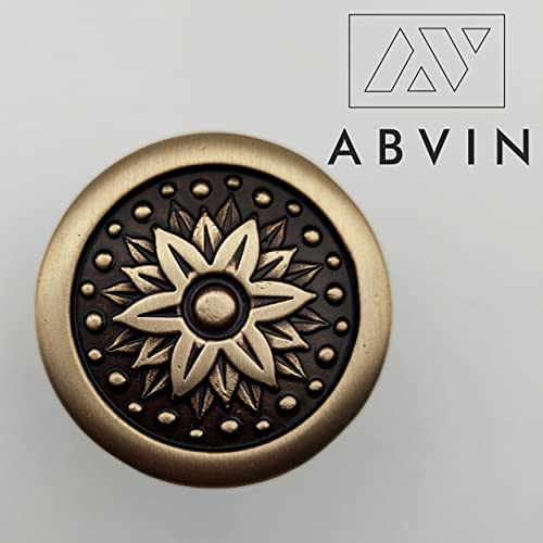 ABVIN Solid Brass Antique KNOBS - Unique Cabinet Pulls, Beautiful Drawer Knobs, Decorative Knobs, Dresser Knobs, Drawer Pulls, Knobs and Pulls - 1 Pcs
