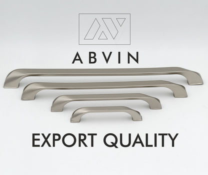 ABVIN PREMIUM Curved Sartin SS Modern Solid Long Pull Bar Handles For Doors Cabinets Cupboards Drawers - 1 piece