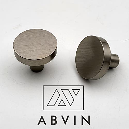 ABVIN Solid Brass Matt Round Knobs Cabinet Beautiful Decorative Dresser Knobs Drawer Pulls - ABVIN002 - Matt ss Finish - 1 Pcs…
