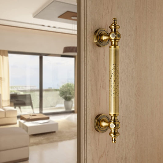 Brass Antique Door Handle, Door Handles for Main Door, Handle Head Design - 1 Pcs