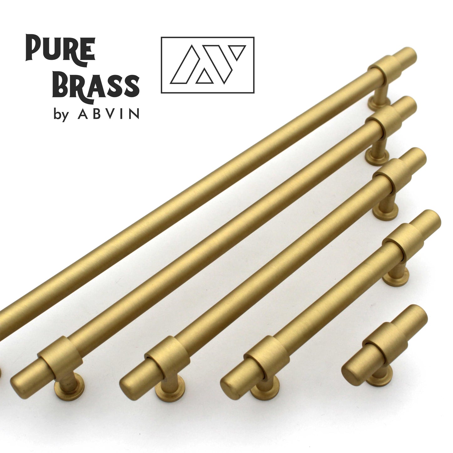 Modern Solid Brass Round Cabinet Bar Pull Handles Drawer Dresser Furniture Knob Handle Appliance Pulls Gold Kitchen cupboard - 1 piece