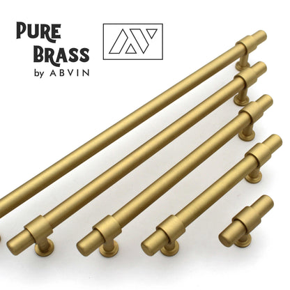 Modern Solid Brass Round Cabinet Bar Pull Handles Drawer Dresser Furniture Knob Handle Appliance Pulls Gold Kitchen cupboard - 1 piece