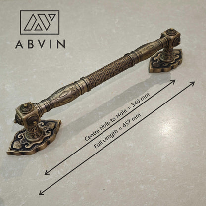 18'' Brass Antique Door Handle, Door Handles for Main Door, Handle Head Design - 1 Pcs