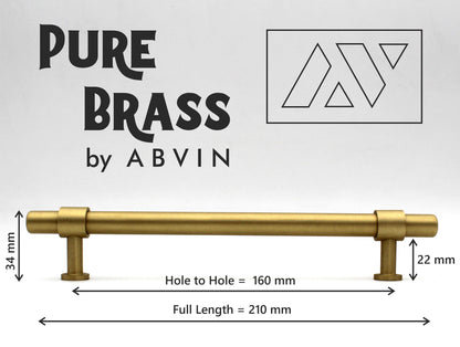 Modern Solid Brass Round Cabinet Bar Pull Handles Drawer Dresser Furniture Knob Handle Appliance Pulls Gold Kitchen cupboard - 1 piece