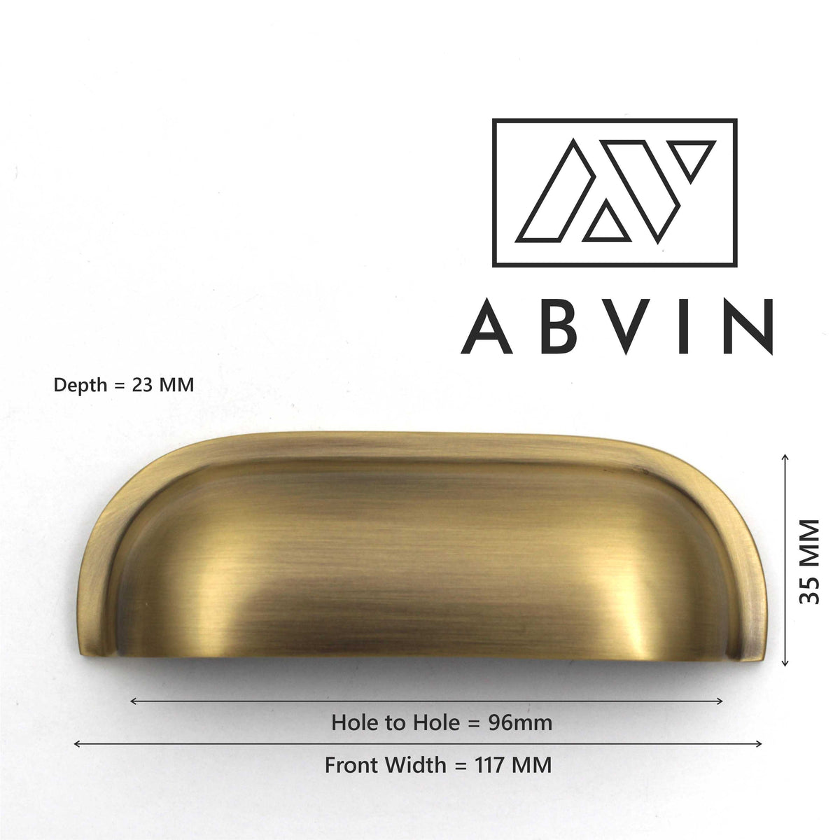Polished Brass Cup Curved Cabinet Pulls, Modern Drawer Handles (1 pc)