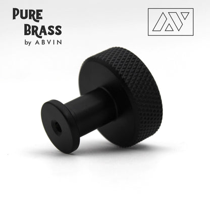ABVIN Premium Brass Black Knurled Knobs Handles, Furniture Pulls Cabinets Cupboards Drawers knob (1 pcs)