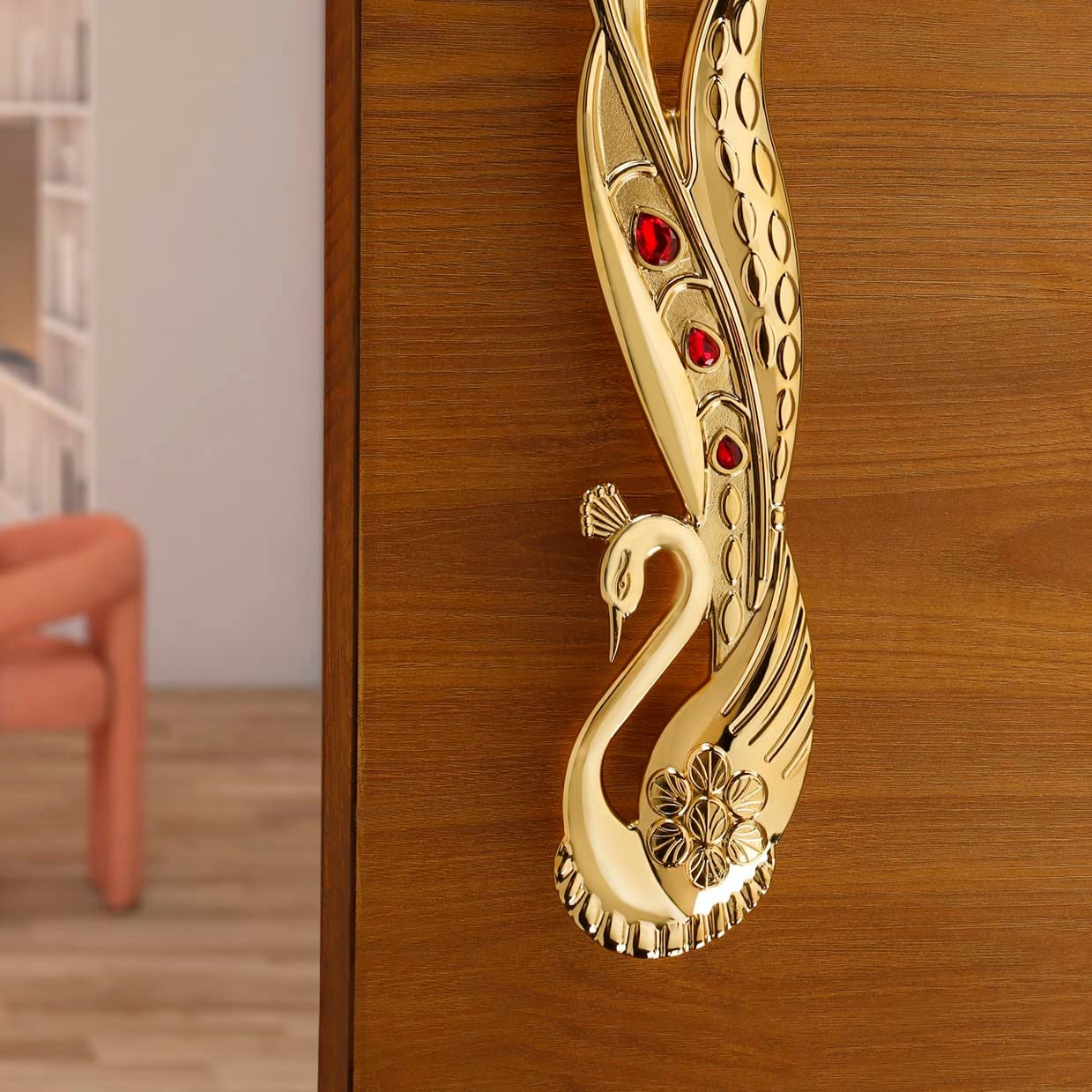 Peacock with Red Gems Antique Door Handle, Door Handles for Main Door, Handles for Door