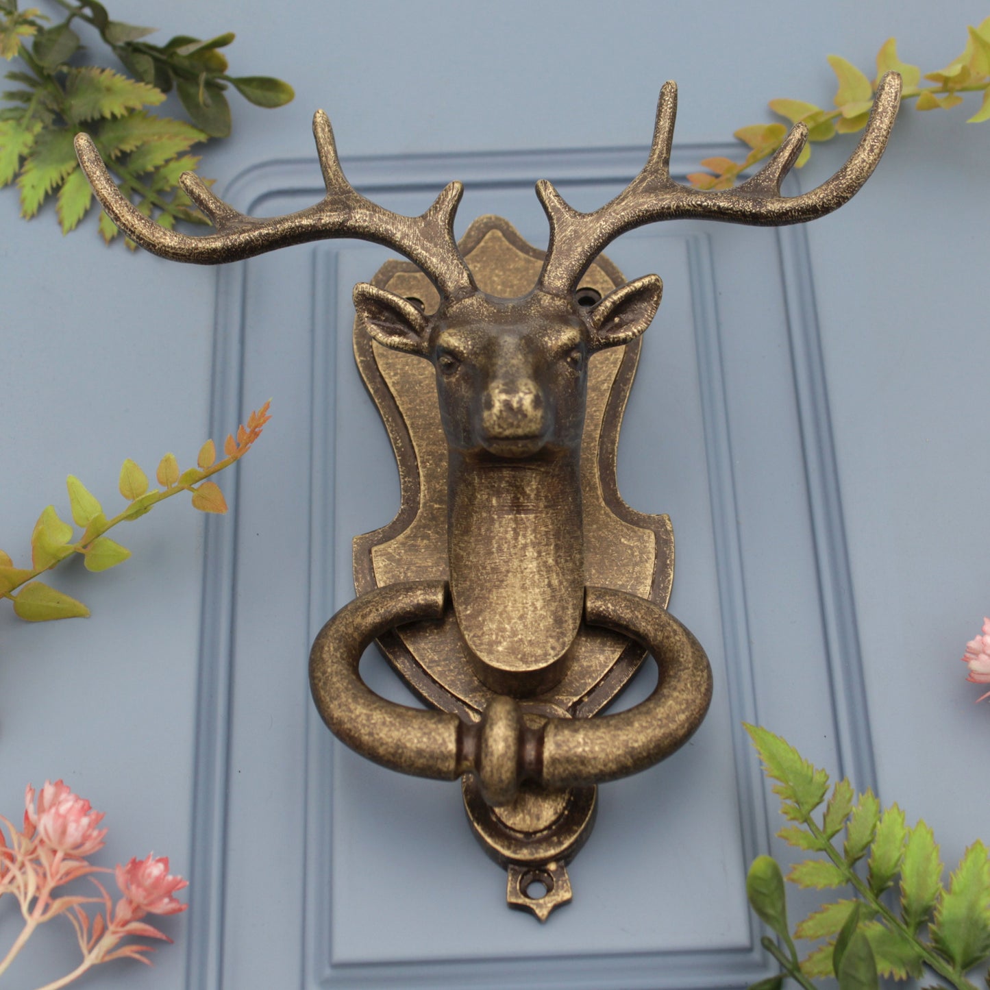STAG door knocker in brass / brass knocker  Brass front door knocker | beautiful front door décor | Unique Front Door Furniture