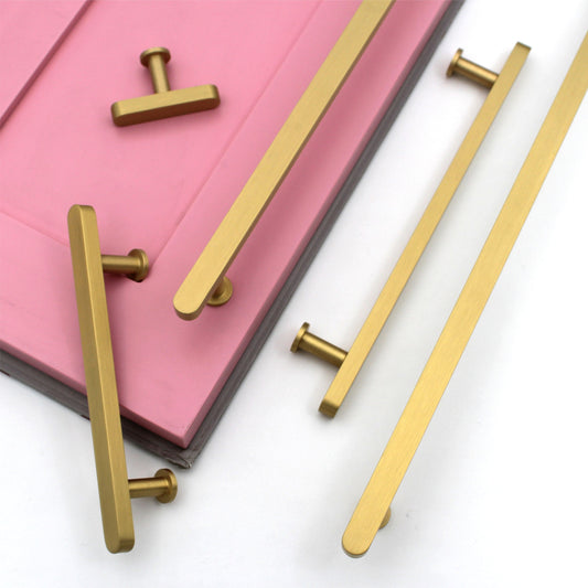 Modern Solid Brass Cabinet Bar Pull Handles Drawer Dresser Furniture Knob Handle Appliance Pulls Gold Kitchen cupboard - 1 pcs