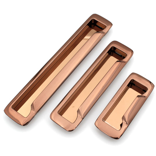 ABVIN Sliding door Concealed handles Flush Pull in PVD Glossy Copper finish Cabinet Dresser Furniture Slider Handle And Drawer pulls - 1 pcs