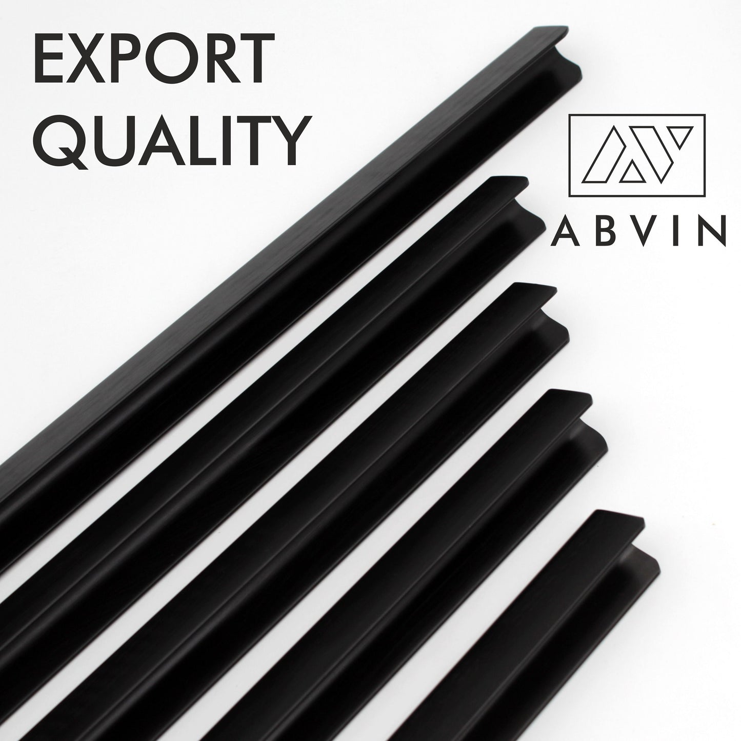 Cabinet Pull Bar Handles Premium Black Matt Modern Solid Long  For Doors Cabinets Cupboards Drawers Profile Type