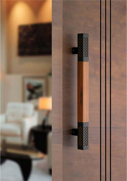 Black Wood Door Handle, Door Handles for Main Door, Handle Head Design - 1 Pcs