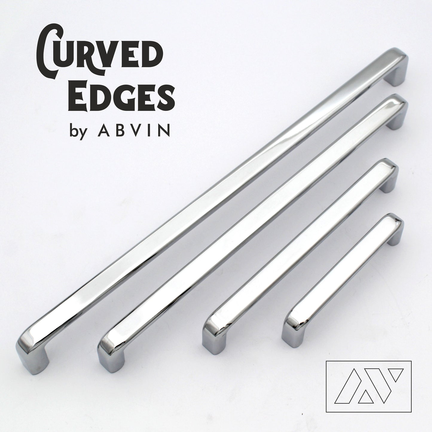 ABVIN PREMIUM Curve Polished Chrome Modern Solid Long Appliance Pulls Bar Handles For Doors Cabinets Cupboards Drawers - 1 piece