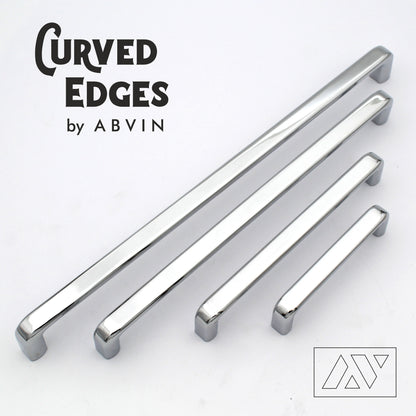 ABVIN PREMIUM Curve Polished Chrome Modern Solid Long Appliance Pulls Bar Handles For Doors Cabinets Cupboards Drawers - 1 piece