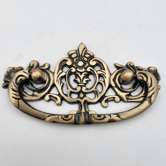 ABVIN Pure Brass Vintage Antique and Golden Carving Drop Bail Pull Ring Dresser Drawer Pulls Handles Antique Bronze Rustic Cabinet Knobs