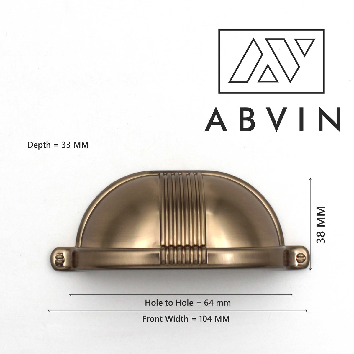 ABVIN Linning Champaign Gold Classical Cup Pulls Cabinet Handles for Hardware Cabinets, Cupboards and Drawers - 1 pcs