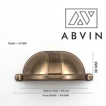 ABVIN Linning Champaign Gold Classical Cup Pulls Cabinet Handles for Hardware Cabinets, Cupboards and Drawers - 1 pcs
