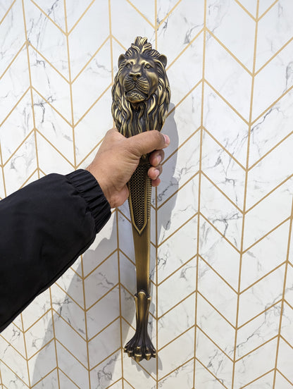 19.5" Large Lion Antique Door Handle, Door Handles for Main Door, Handle Lion Head Design - 1 Pcs