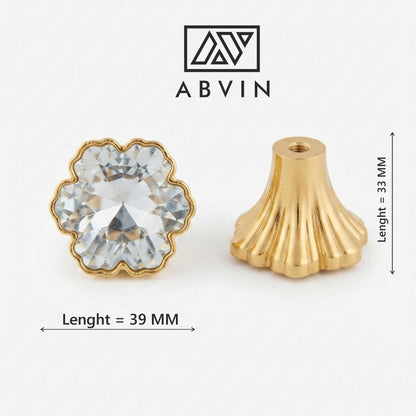 Gold Crystal  handles Unique Cabinet Beautiful Decorative Dresser Drawer Knobs and Pulls - 1 pcs