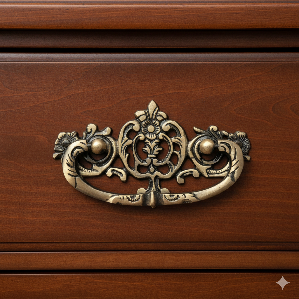 ABVIN Pure Brass Vintage Antique and Golden Carving Drop Bail Pull Ring Dresser Drawer Pulls Handles Antique Bronze Rustic Cabinet Knobs