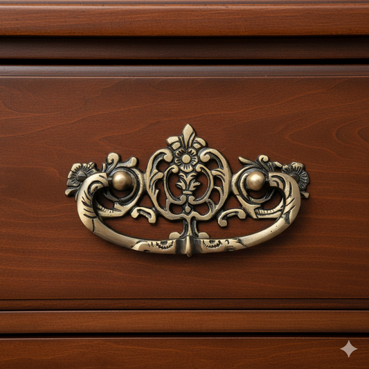 ABVIN Pure Brass Vintage Antique and Golden Carving Drop Bail Pull Ring Dresser Drawer Pulls Handles Antique Bronze Rustic Cabinet Knobs