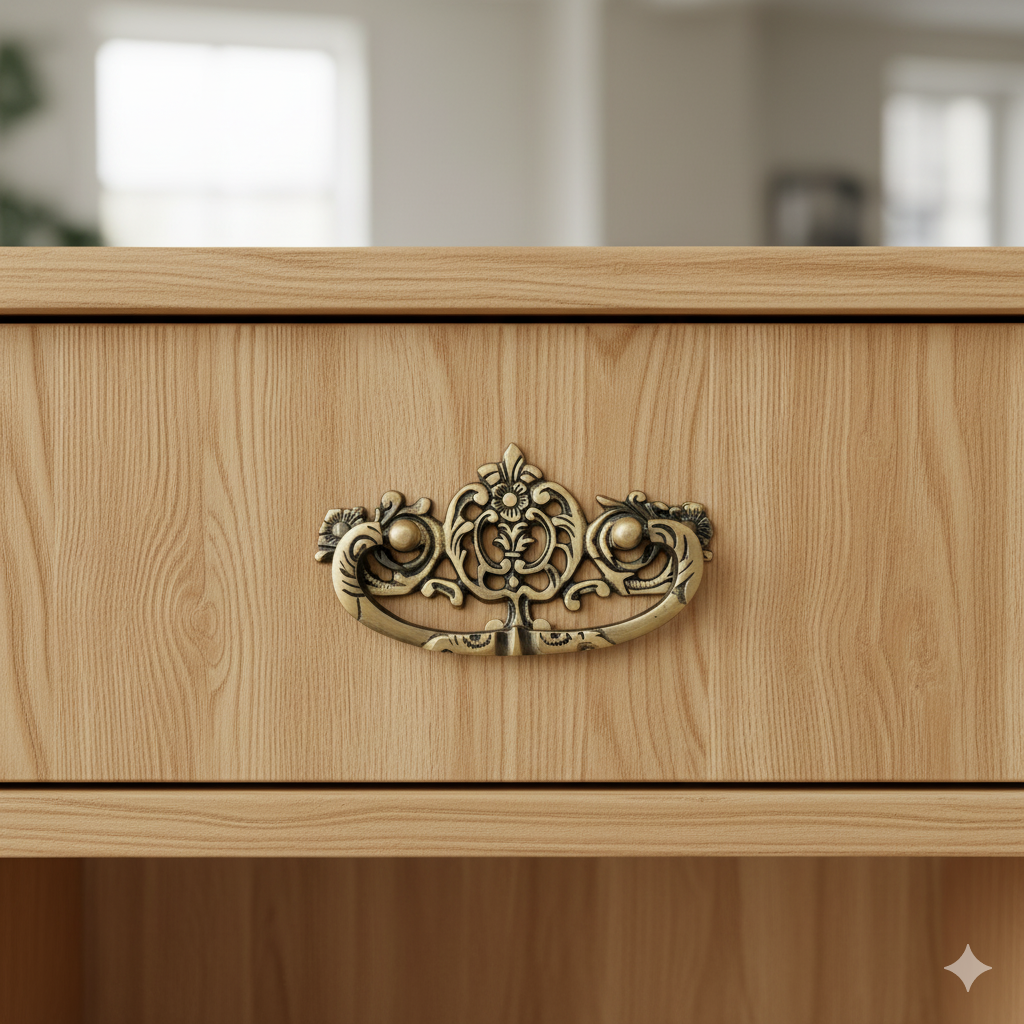 ABVIN Pure Brass Vintage Antique and Golden Carving Drop Bail Pull Ring Dresser Drawer Pulls Handles Antique Bronze Rustic Cabinet Knobs