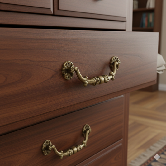 ABVIN Pure Brass Vintage Antique Carving Drop Bail Pull Ring Dresser Drawer Pulls Handles Antique Bronze Rustic Cabinet Knobs