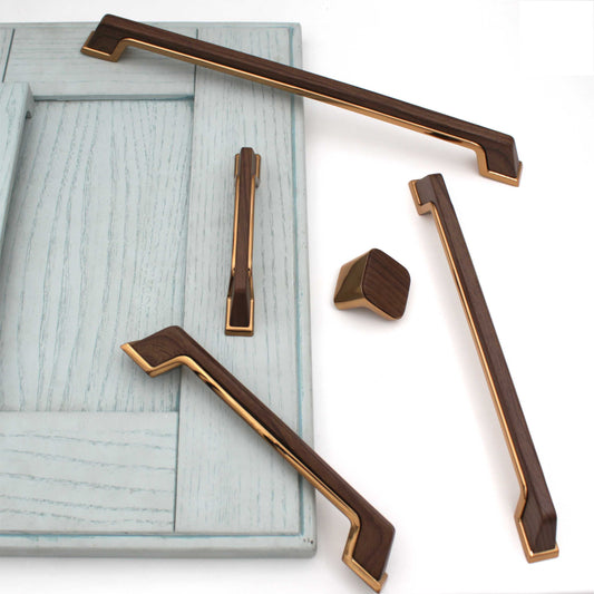 Modern Wood Copper Handles Pulls Cabinet Drawer Dresser Furniture Knob Handle Appliance Pulls - 1 piece