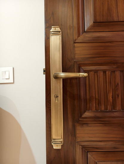Pure Brass 20 inch Plate Door Mortise Handle for Main Door Handles, Lock for Front Door - 1 set