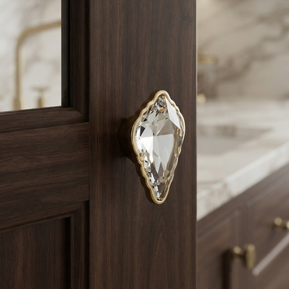 Gold Diamond Crystal  handles Unique Cabinet Beautiful Decorative Dresser Drawer Knobs and Pulls - 1 pcs