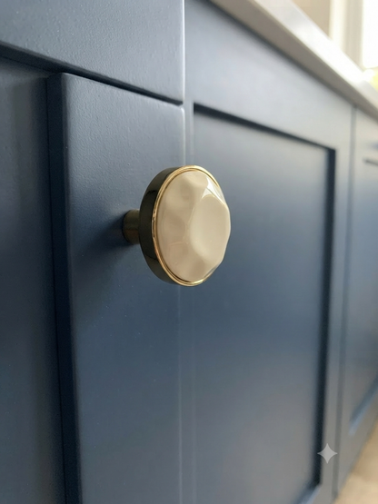 Gold Brass Marble  handles Unique Cabinet Beautiful Decorative Dresser Drawer Knobs and Pulls - 1 pcs