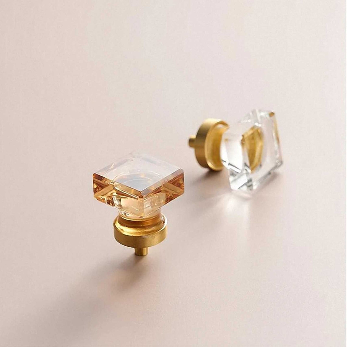 Square Crystal Knobs Pulls Champagne Handles Transparent Wardrobe Dresser Drawer Furniture Hardware (1 pcs)