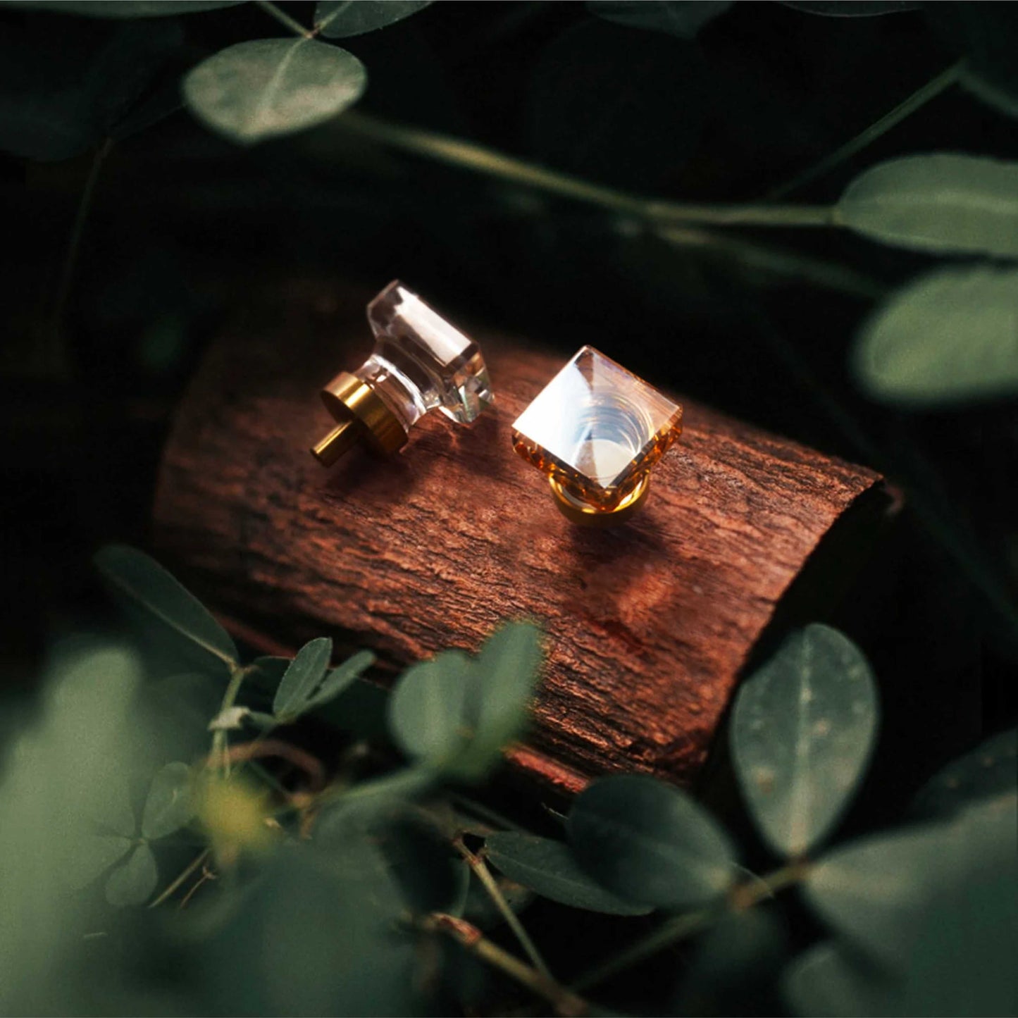 Square Crystal Knobs Pulls Champagne Handles Transparent Wardrobe Dresser Drawer Furniture Hardware (1 pcs)