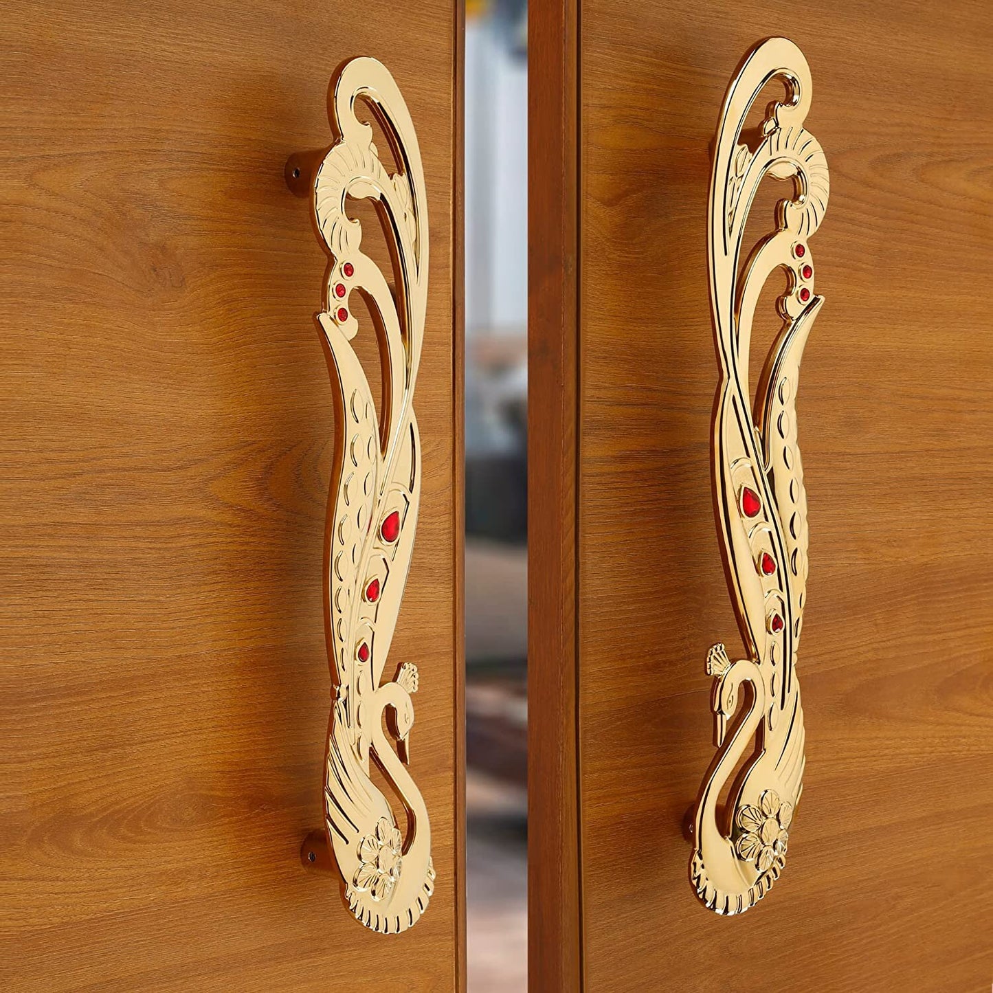 Peacock with Red Gems Antique Door Handle, Door Handles for Main Door, Handles for Door