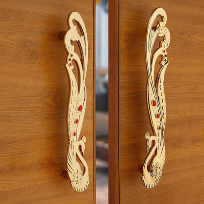 Peacock with Red Gems Antique Door Handle, Door Handles for Main Door, Handles for Door