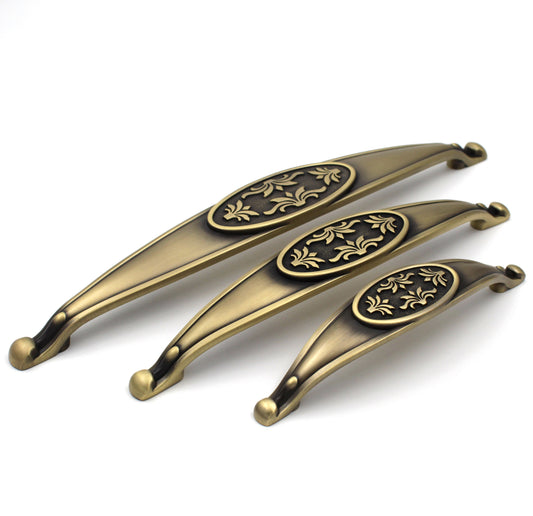 Antique Petal Handles Pulls Cabinet Drawer Dresser Furniture Knob Handle Pulls Matt Dark Gold  - 1 pcs