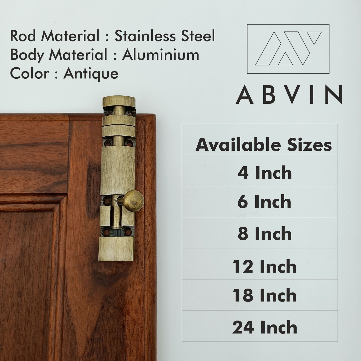 ABVIN Antique Gate Door Latch Slot Vintage Western Door Safe Latch Lock Tower bolt - 1 pcs