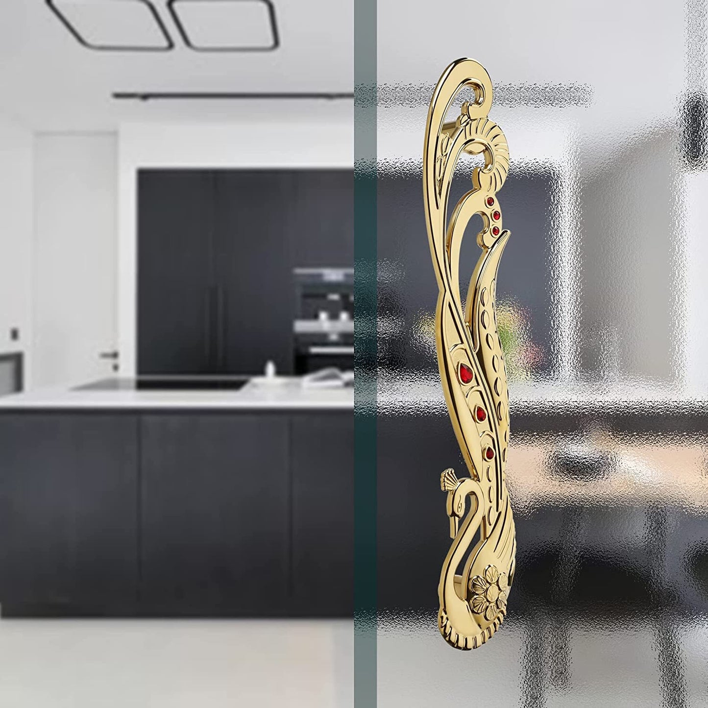 Peacock with Red Gems Antique Door Handle, Door Handles for Main Door, Handles for Door