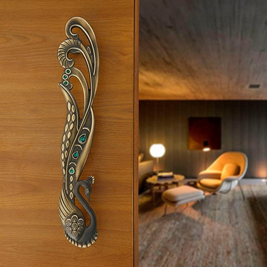 Peacock with Green Gems Antique Door Handle, Door Handles for Main Door, Handles for Door