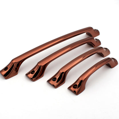 Glossy Copper Rose Gold Handles Pulls Outer Screws Cabinet Drawer Dresser Furniture Knob Handle Pulls - 1 pcs