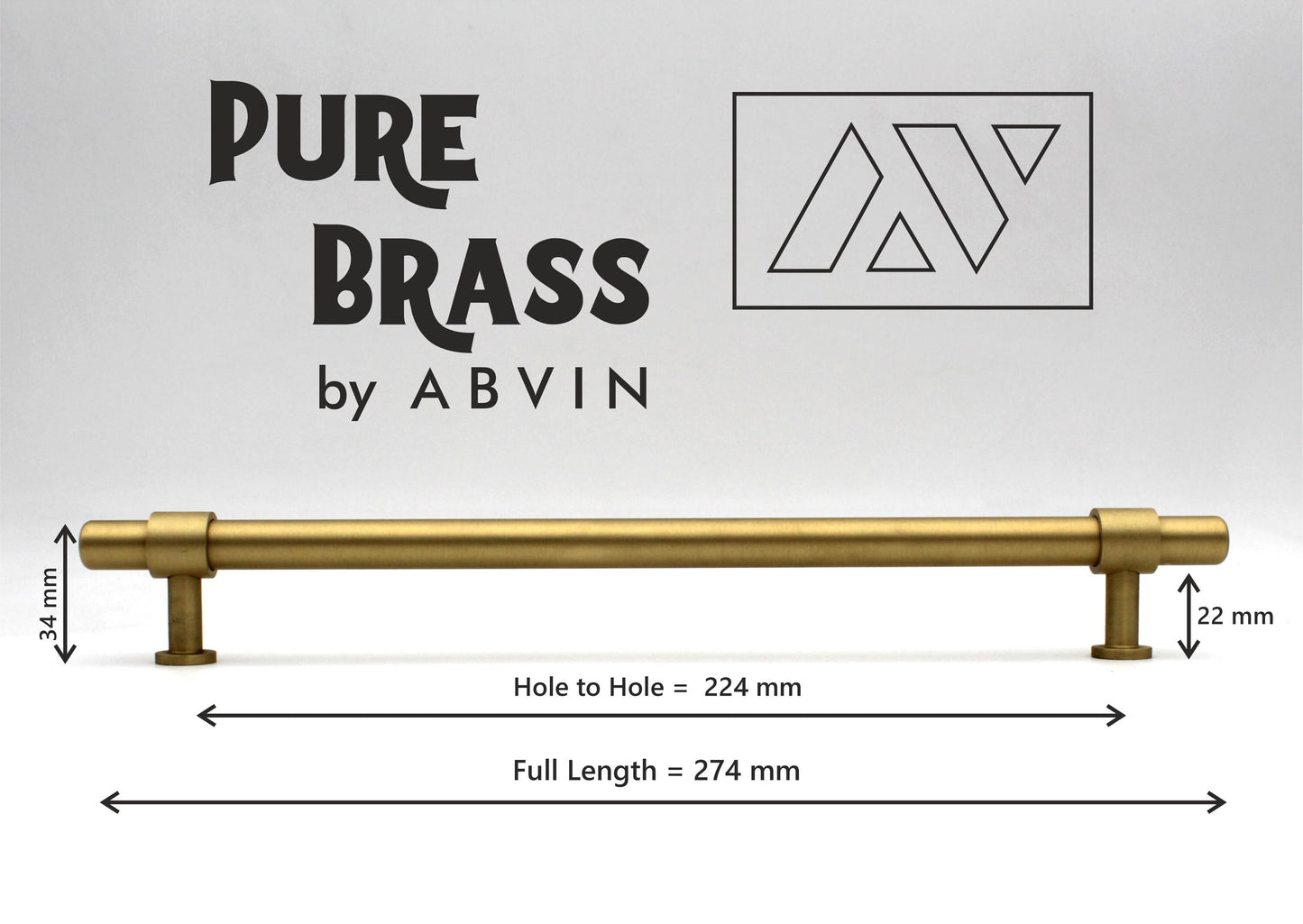 Modern Solid Brass Round Cabinet Bar Pull Handles Drawer Dresser Furniture Knob Handle Appliance Pulls Gold Kitchen cupboard - 1 piece