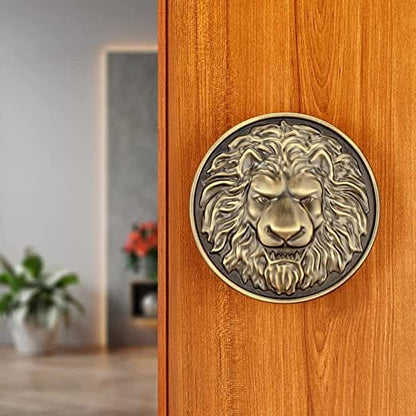 Lion Main Door Handle /Door Handles for Main Door/Glass Door Pull Handle /Door Hardware ( Round Diameter 5 inch, Pack of 1, Antique Finish)