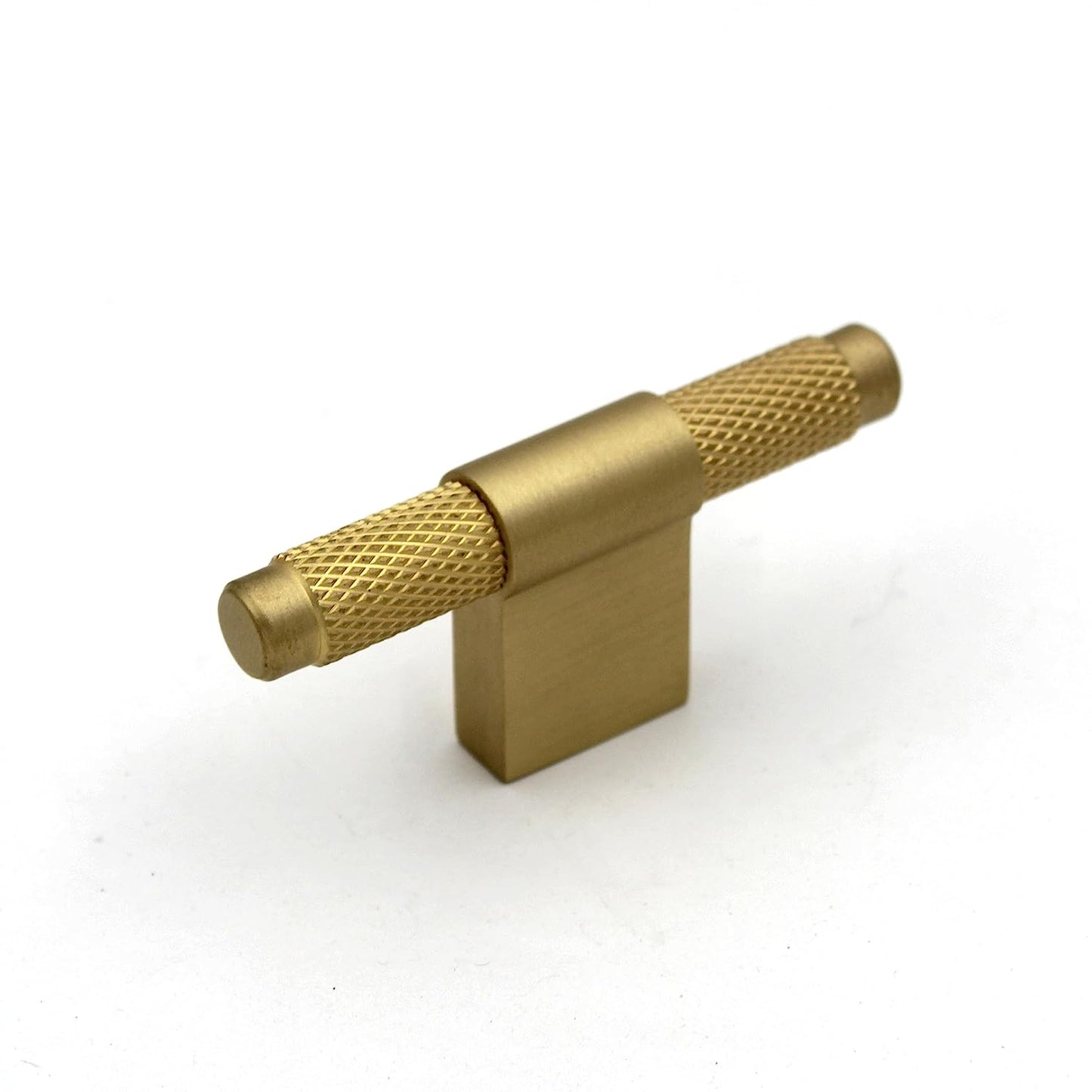 ABVIN Premium Knurled Satin Brass Handles, Modern Gold Cabinet Hardware, Furniture Pulls for Doors Cabinets Cupboards Drawers (1 pcs) (T Knob)
