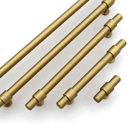 Modern Solid Brass Round Cabinet Bar Pull Handles Drawer Dresser Furniture Knob Handle Appliance Pulls Gold Kitchen cupboard - 1 piece