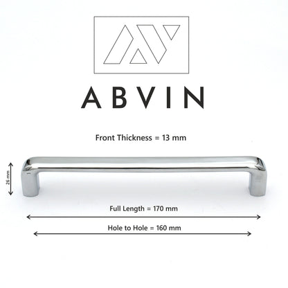 ABVIN PREMIUM Curve Polished Chrome Modern Solid Long Appliance Pulls Bar Handles For Doors Cabinets Cupboards Drawers - 1 piece