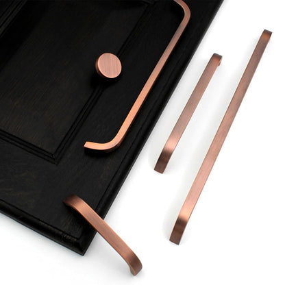 Premium Matt Copper Thin Matt Solid Brass Bar Handles, Modern Cabinet Hardware, Furniture Pulls for Doors, Cabinets, Cupboards Drawers