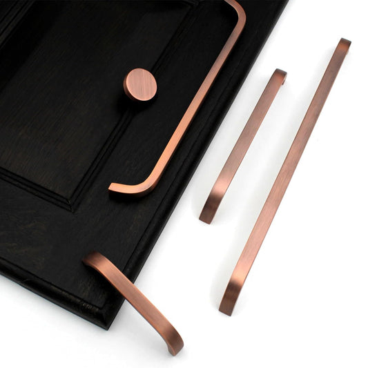 Premium Matt Copper Thin Matt Solid Brass Bar Handles, Modern Cabinet Hardware, Furniture Pulls for Doors, Cabinets, Cupboards Drawers