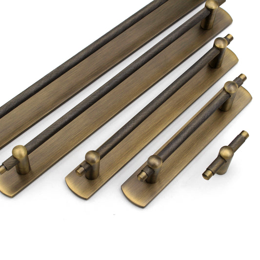 Premium Thin Solid Brass with Backplate Bar Handles, Modern Gold Cabinet Hardware, Furniture Pulls for Doors, Cabinets, Cupboards & Drawers