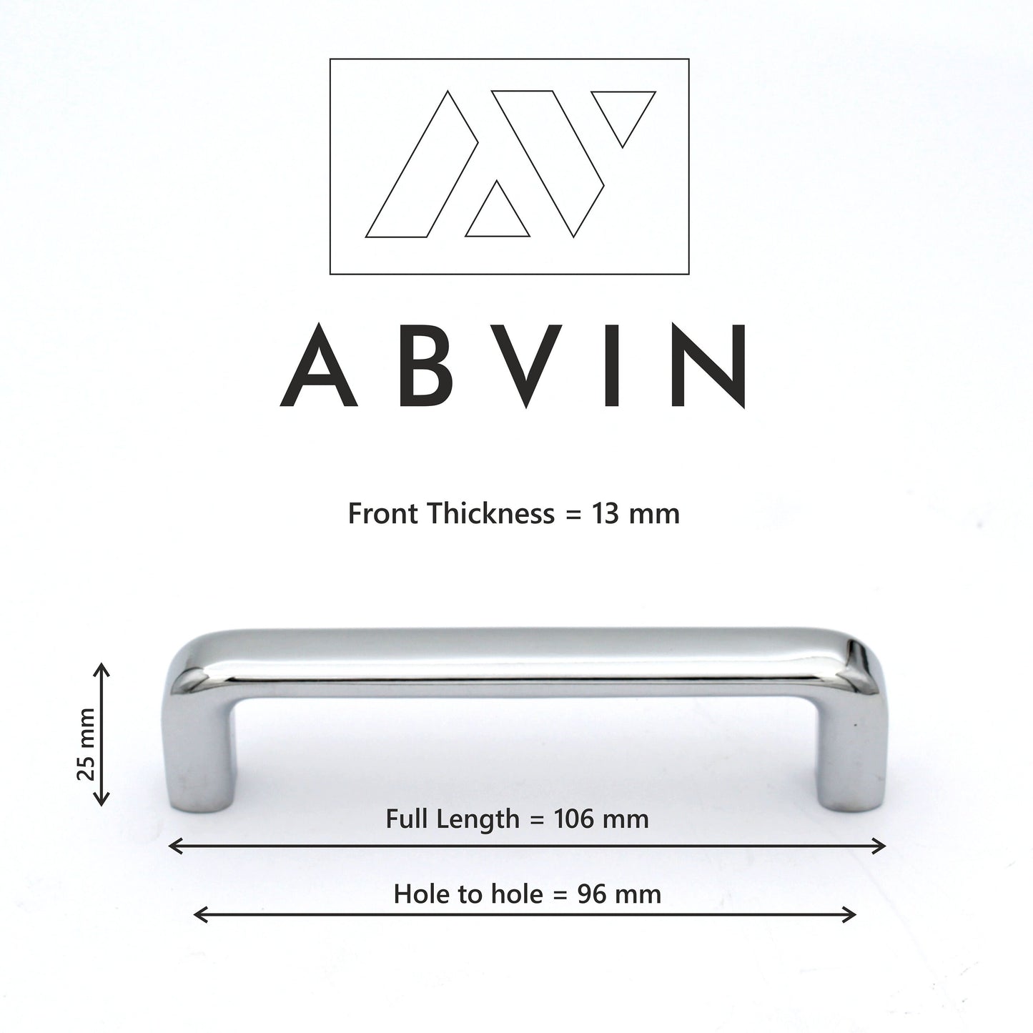 ABVIN PREMIUM Curve Polished Chrome Modern Solid Long Appliance Pulls Bar Handles For Doors Cabinets Cupboards Drawers - 1 piece